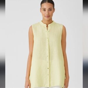Eileen Fisher Sleeveless Top 100% Organic Linen Tunic Size XL